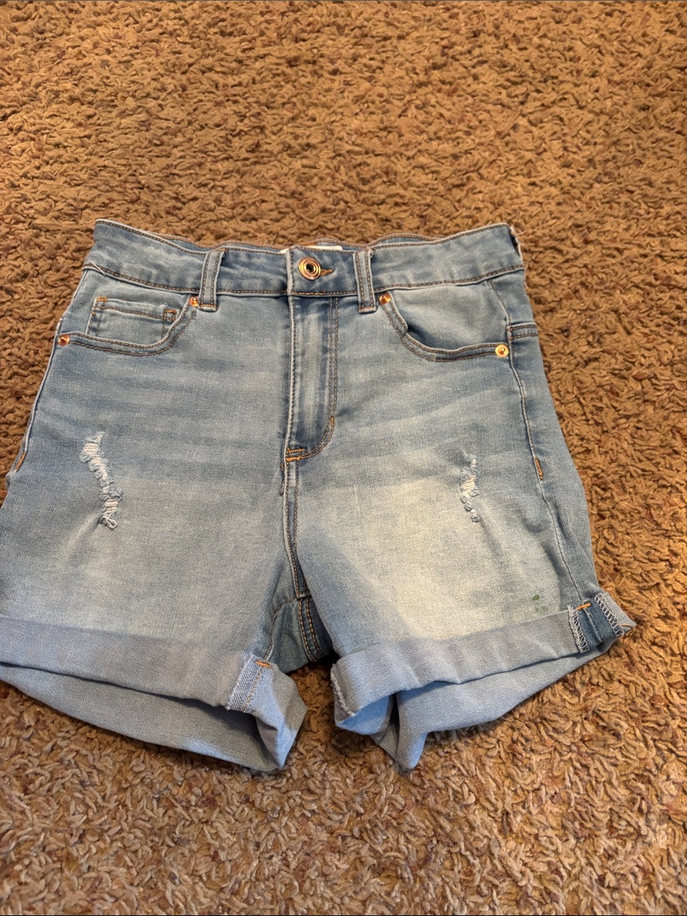 Women’s Light Blue Rolled Hem Denim Shorts